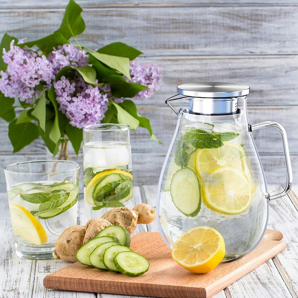GLASKRUG 2 Liter mit Filter und Zubehör - Transparent, Glas (15/15cm)