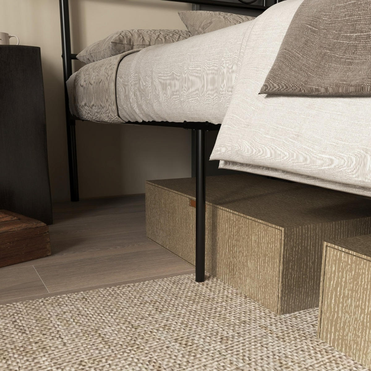 METALLBETT 90x200 cm Lattenrost schwarz - Schwarz, Metall (90/200cm) - LEBENLANG