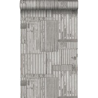 TAPETE industrielle Wellplatten aus Metall 3D 53 cm x 10.05 m - Grau, Papier (53/1000cm) - Origin Wallcoverings
