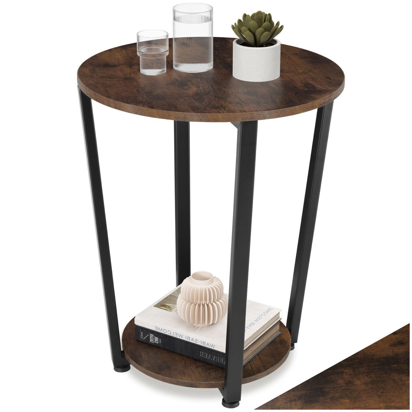 BEISTELLTISCH Swindon,50 x 62,5 cm,Industrial Holz dunkel, rustikal - Rostfarben, Holz (50/50/62.5cm) - tectake
