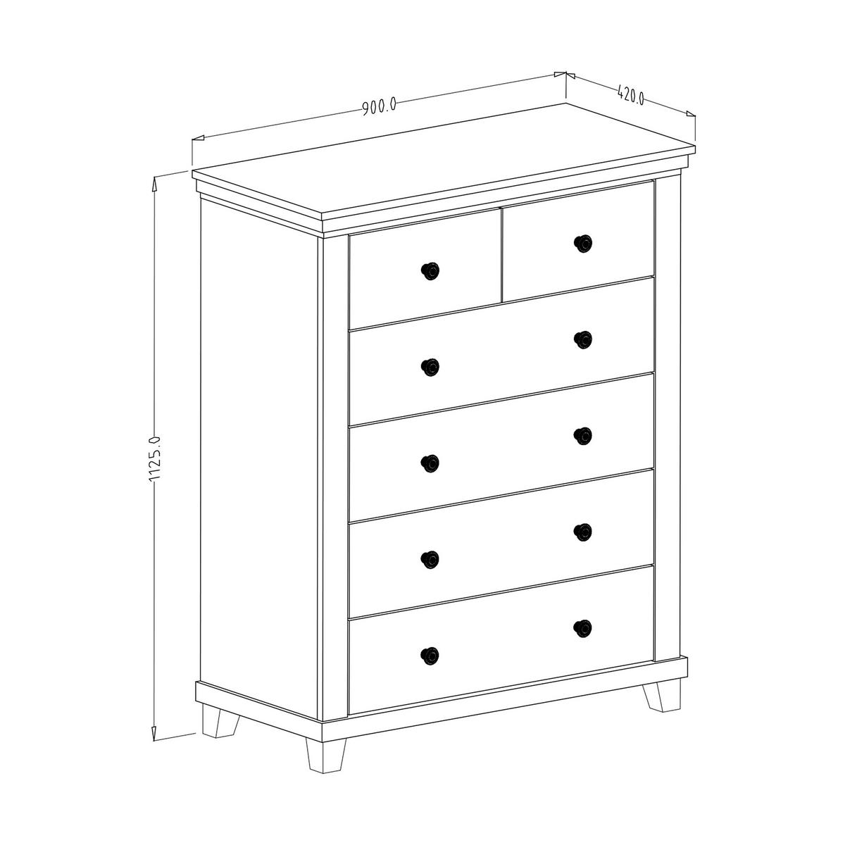 KOMMODE EVOLETTA 90/113/42 cm mit 6 Schubladen Grün - Grün, Holzwerkstoff (90/113/42cm) - MASSENO