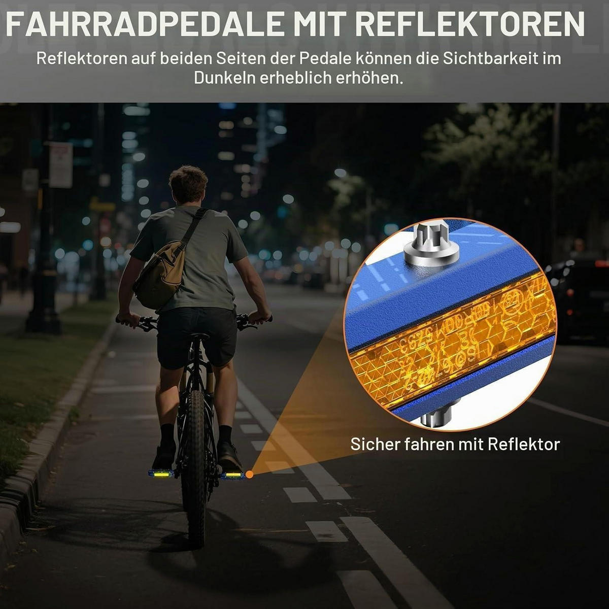 FAHRRADPEDALE Aluminium Blau mit Reflektoren - Blau, Metall (10/1.5/12cm)