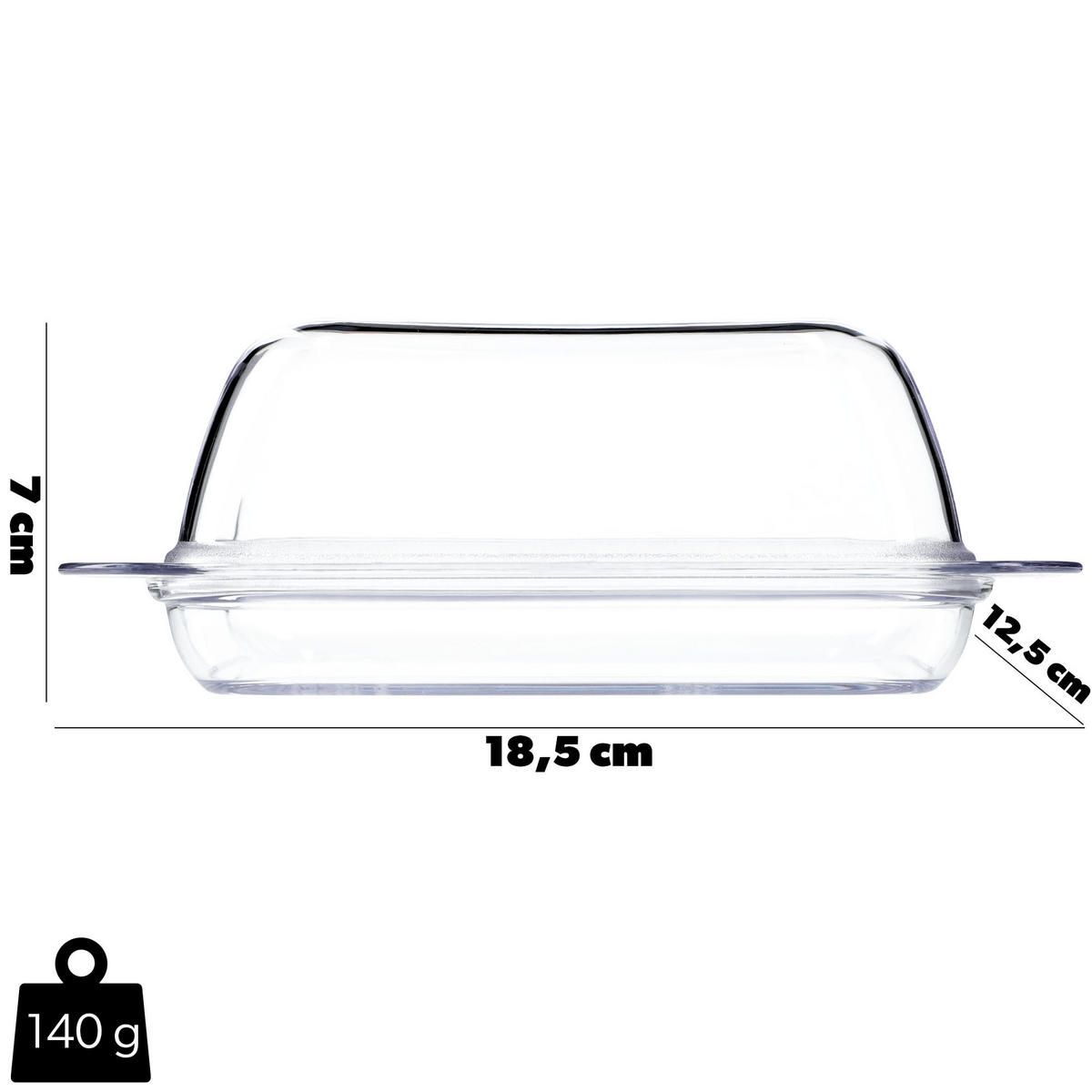 BUTTERDOSE aus Glas mit Deckel, 18 x 12 cm - Transparent, Glas (12.5/7/18.5cm) - KADAX