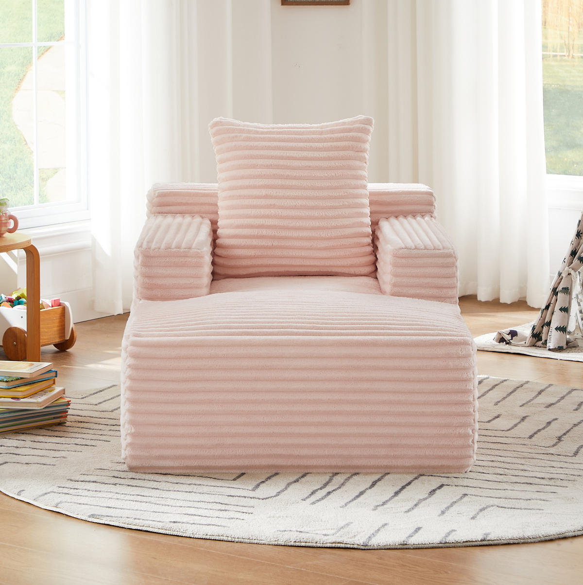 CHAISLONGUE SOFA aus Cord Pink ohne Aufbau - Pink, Kunststoff (81.03/49.78/116.84cm) - Meubliv