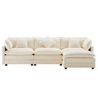 ECKSOFA in Beige Chenille-Stoff mit Fußstütze - Beige, Kunststoff/Textil (147/283cm) - KOMHTOM