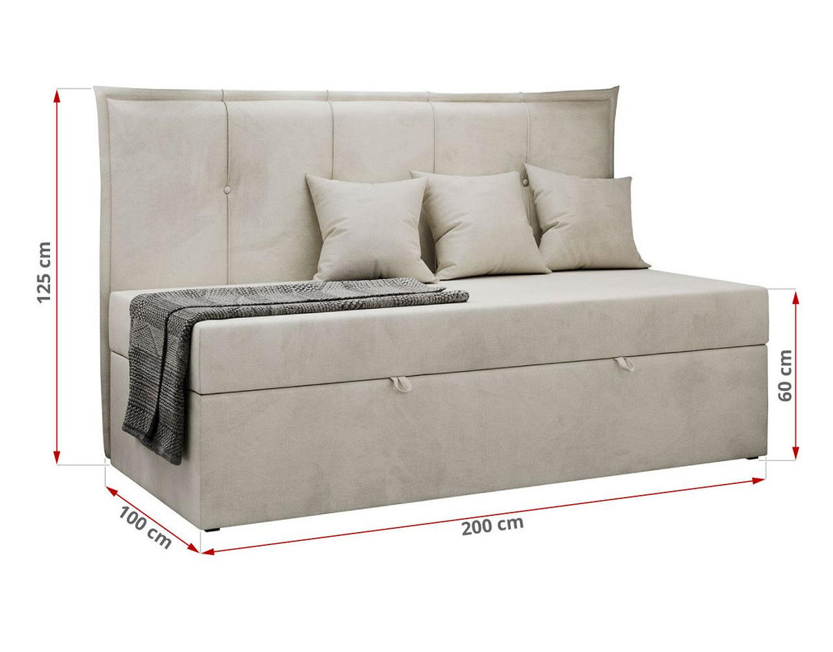 BOXBETT BANCO 90/200 Beige Velvet hydrophob - H3 - Beige, Holz/Textil (90/200cm) - MKS