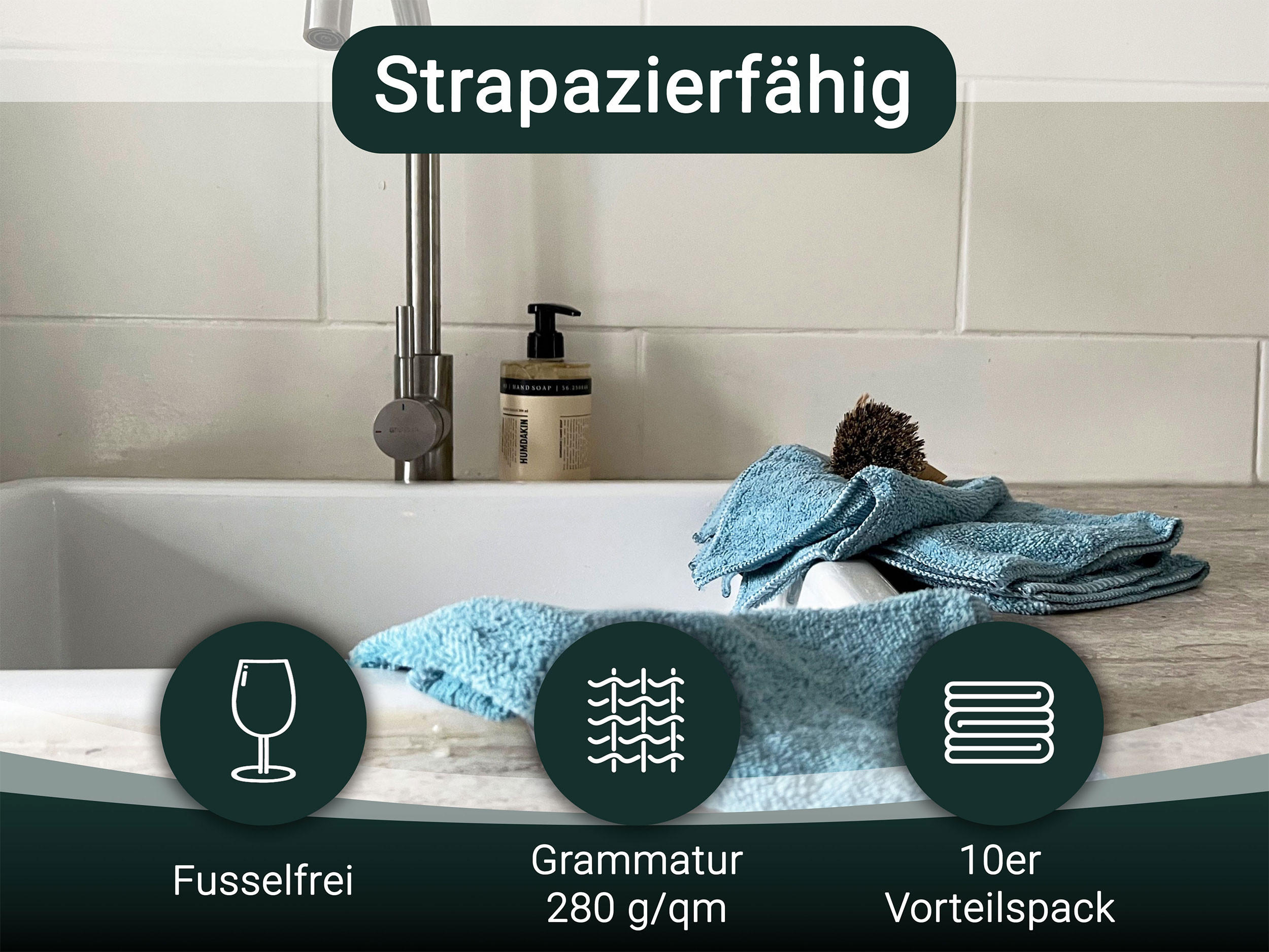 REINIGUNGSTÜCHER, 10er-Set, 30x30 cm, 80% Polyester, 20% Polyamid, Blau - Blaugrau, Textil (30/30cm) - Zollner