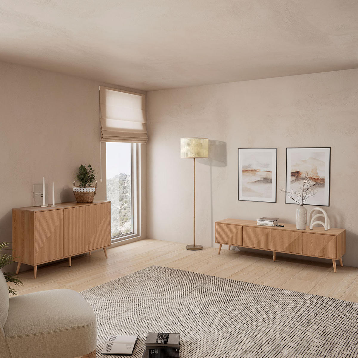 SIDEBOARD Telmo 3 türen Eichenfarbe - Honigeiche, Holzwerkstoff (120/76/40cm)