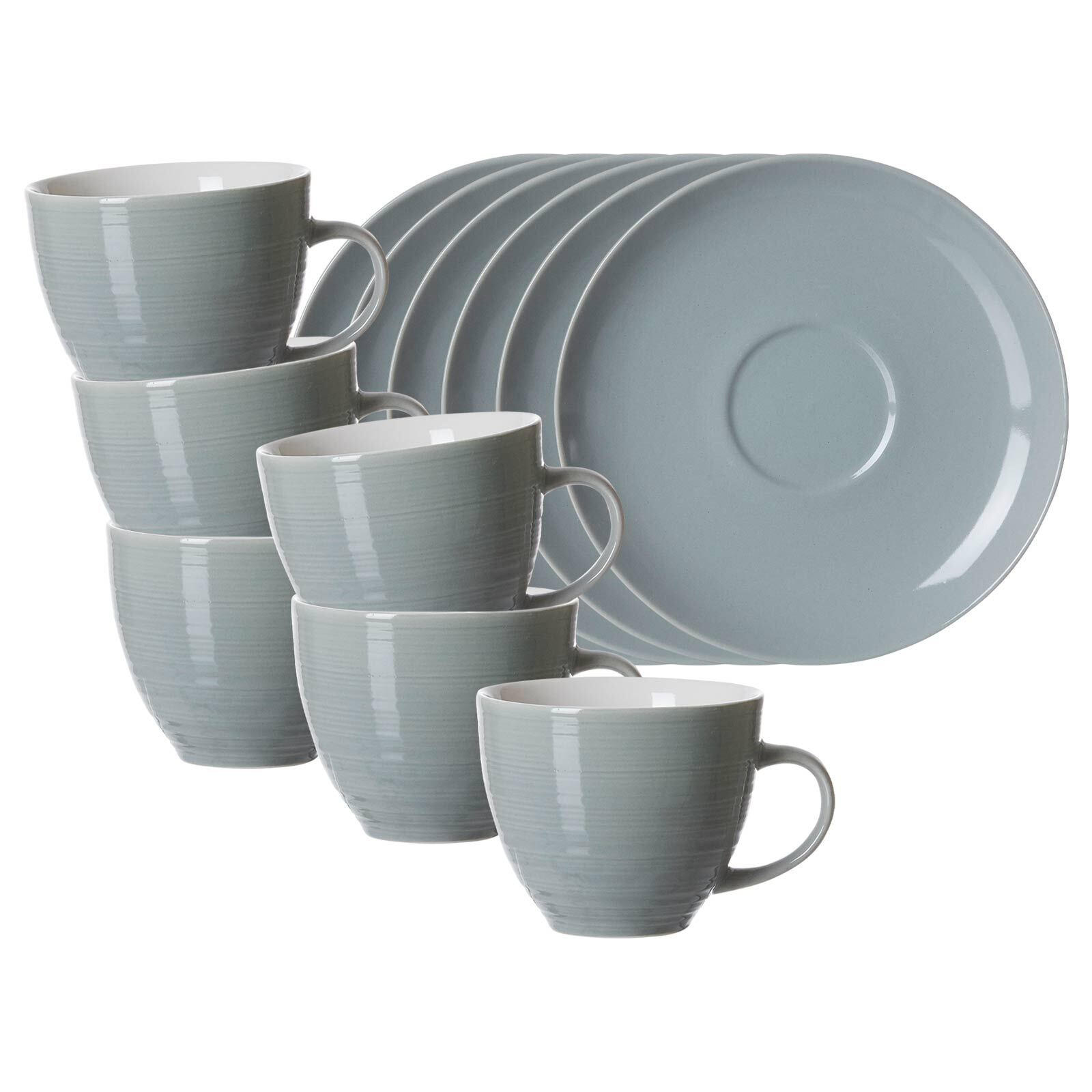 KAFFEETASSEN MIT UNTERTASSEN Suomi Blau 260 ml 6er Set - Blau, Keramik (15/12/15cm) - Ritzenhoff Breker