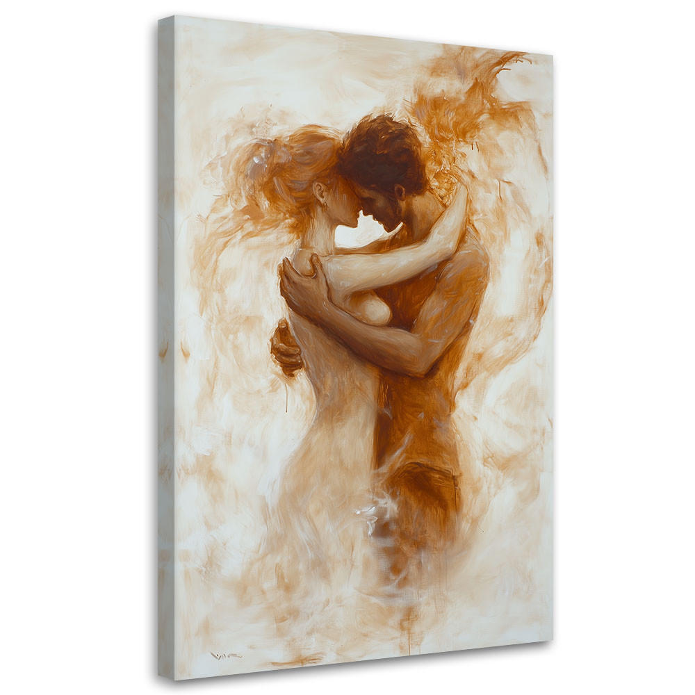 WANDBILD nacktes verliebtes paar in beige - Orange, Textil (80/120cm) - Feeby