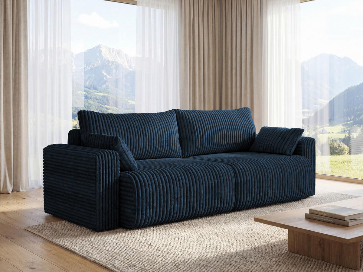 SOFA Kola mit Bettkasten und Schlaffunktion, Cordstoff - Rostfarben, Holzwerkstoff (244/85/95cm) - 4ALL HOME