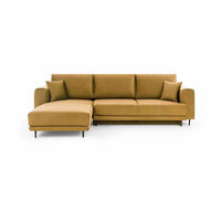ECKSOFA mit Schlaffunktion und Bettkasten, Loco-Stoff - Gelb/Schwarz, Textil/Metall (289/190cm) - Eltap