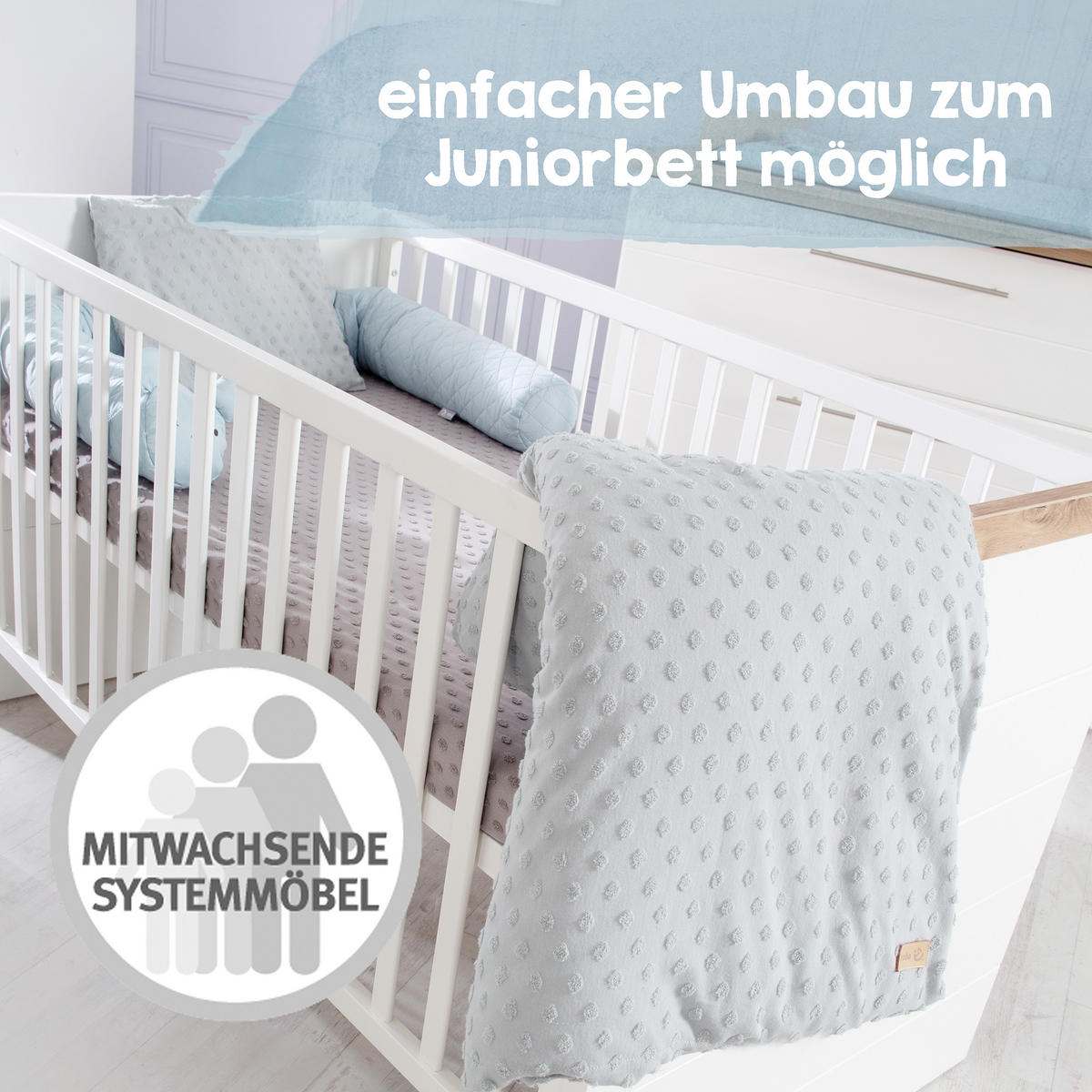 BABYBETT Nele 70 x 140 cm - Weiß, Holzwerkstoff (70/140cm) - Roba