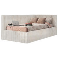 POLSTERBETT TILVO 90/200 - Beige Cord - Taschenfederkernmatratze - Rechts - Beige, Textil (200/90cm) - MKS