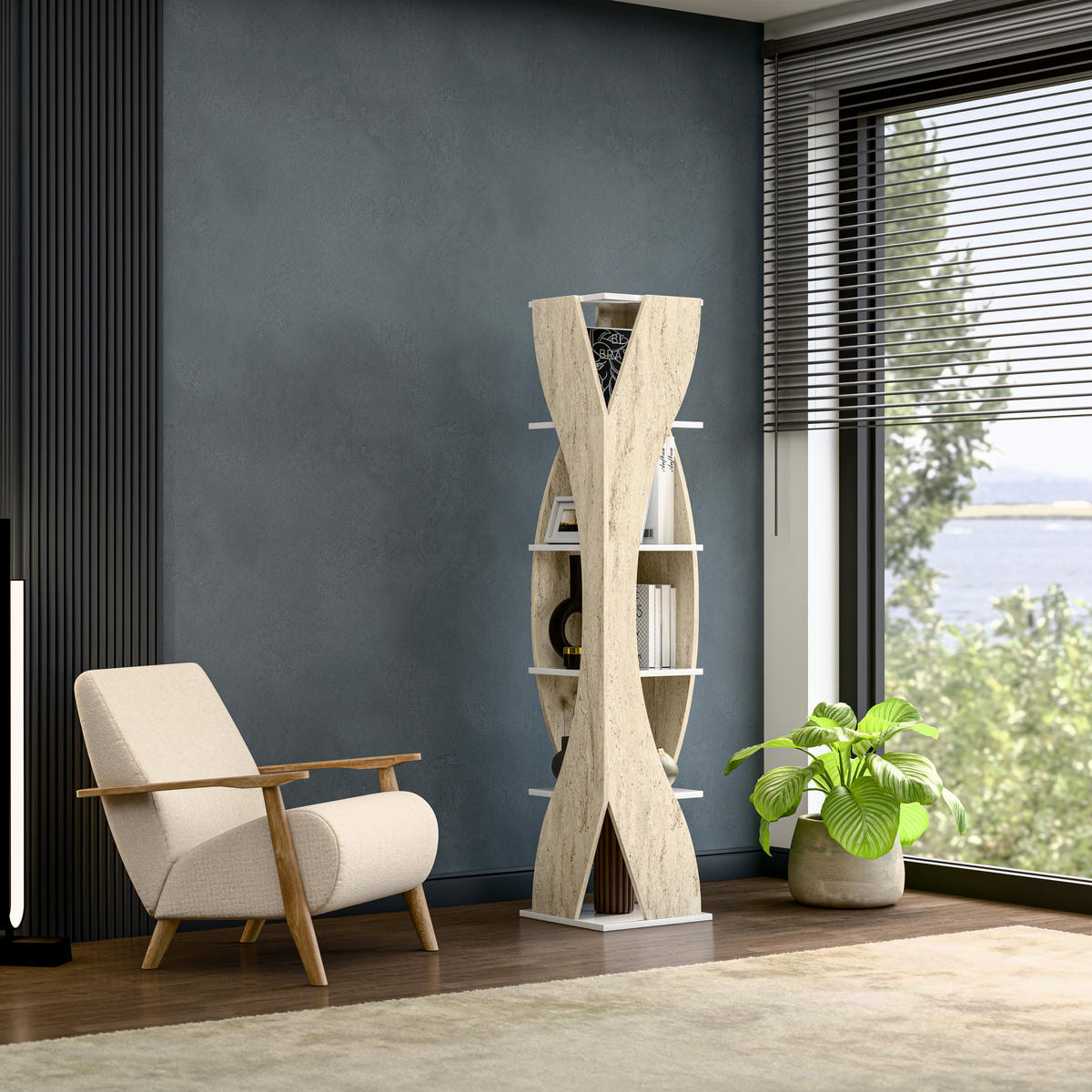 BÜCHERREGAL Reva - Beige, Holzwerkstoff (40/180/40cm) - Decorotika