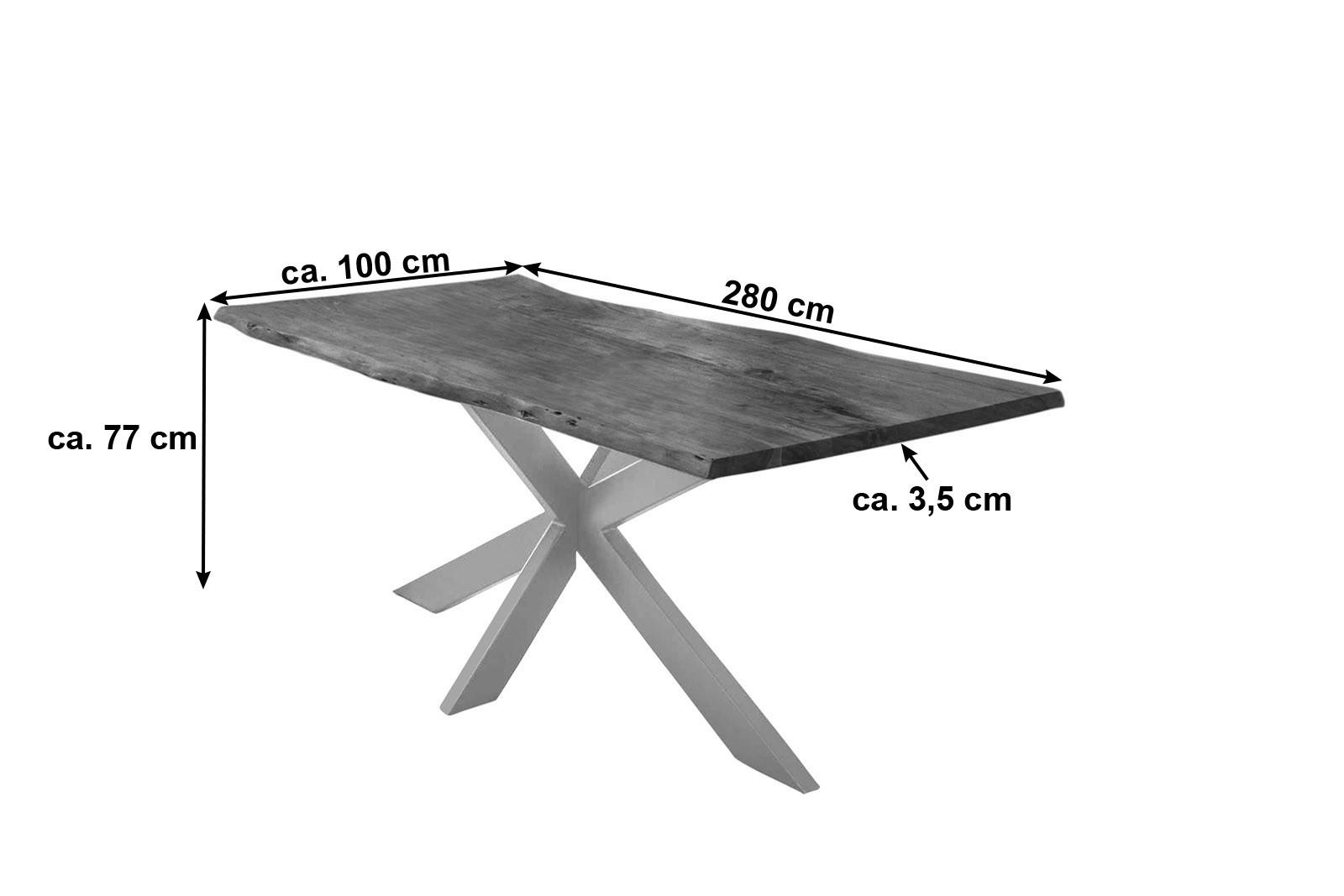 Thumbnail - SAM Esstisch, Braun, Holz, Echtholz,Akazie, Rechteckig,Quadratisch, Sternfuß, 280x77x100 cm, Esszimmer, Tische, Esstisch...