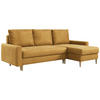 ECKSOFA Lang Velvet Gelb - Gelb/Braun, Holz/Textil (220/140cm) - MKS