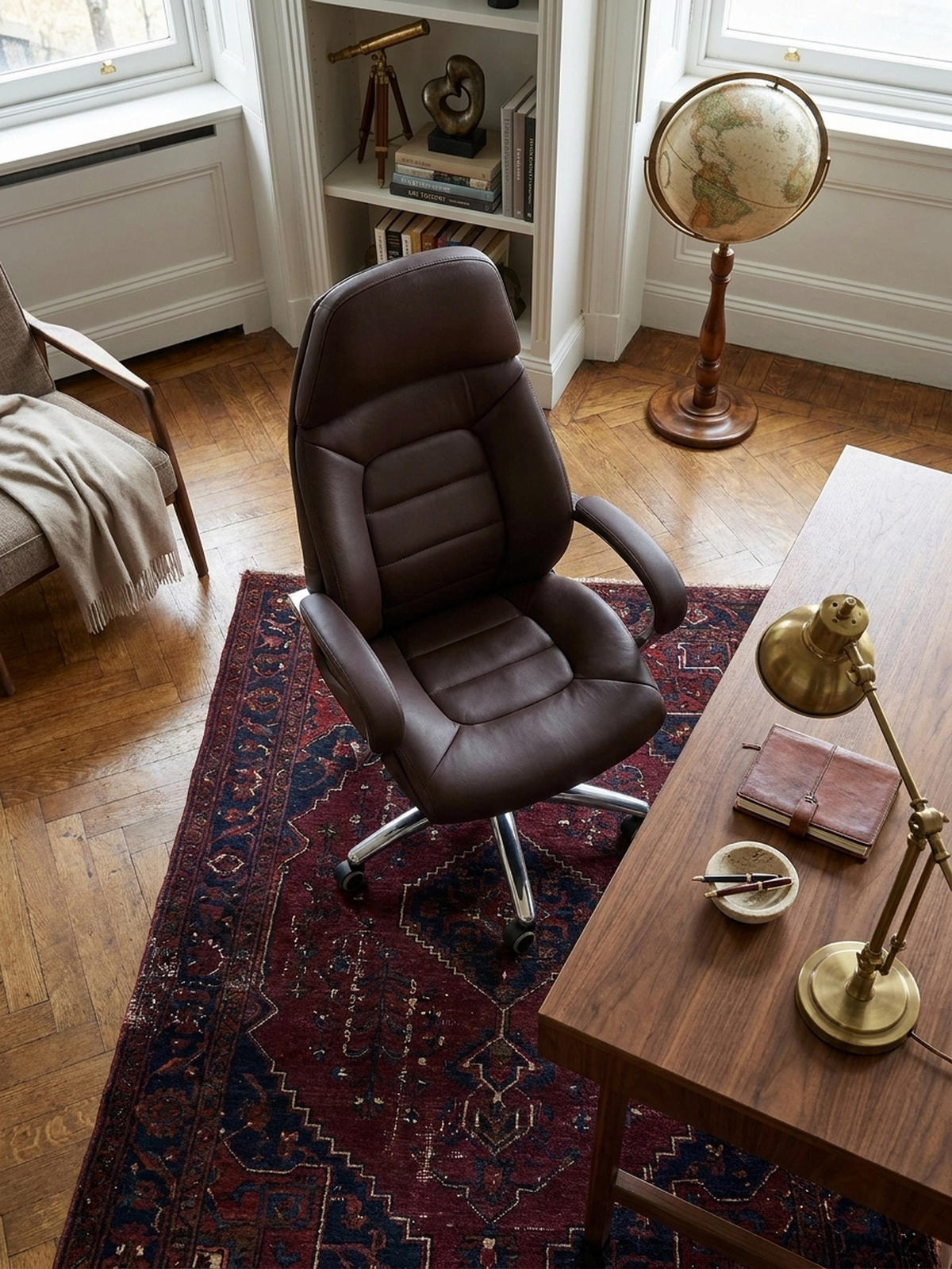 CHEFSESSEL Leder mit Multiblockwippmechanik bis 120 kg MIRON, Braun 67x67x137 cm - Silberfarben/Braun, Leder/Metall (67/137/67cm) - KADIMA DESIGN