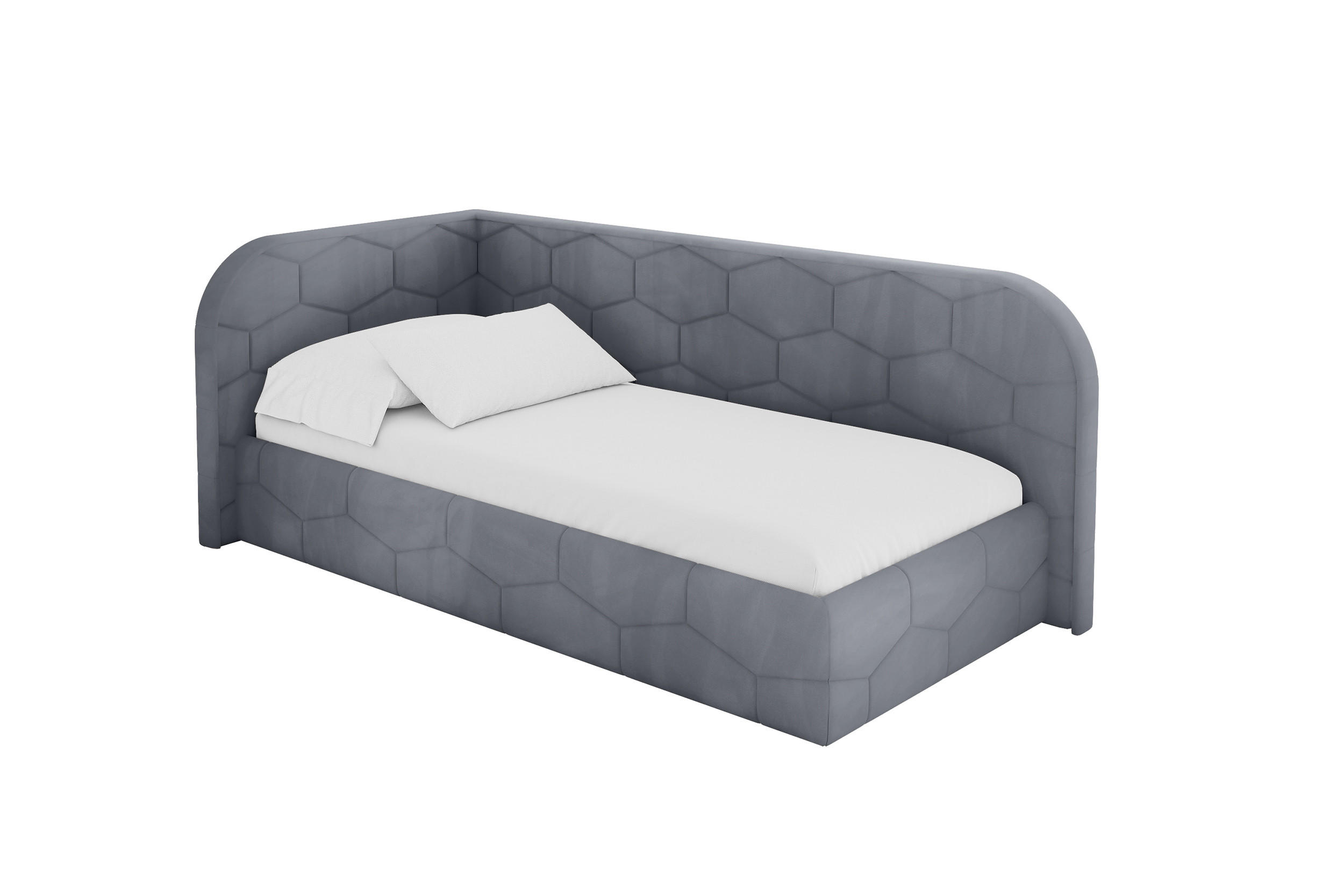ALTDECOR JEDNOLŮŽKOVÁ POSTEL pro mládež s úložným prostorem a matrací H3/H4, vpravo - JAXY 100x200 šedá