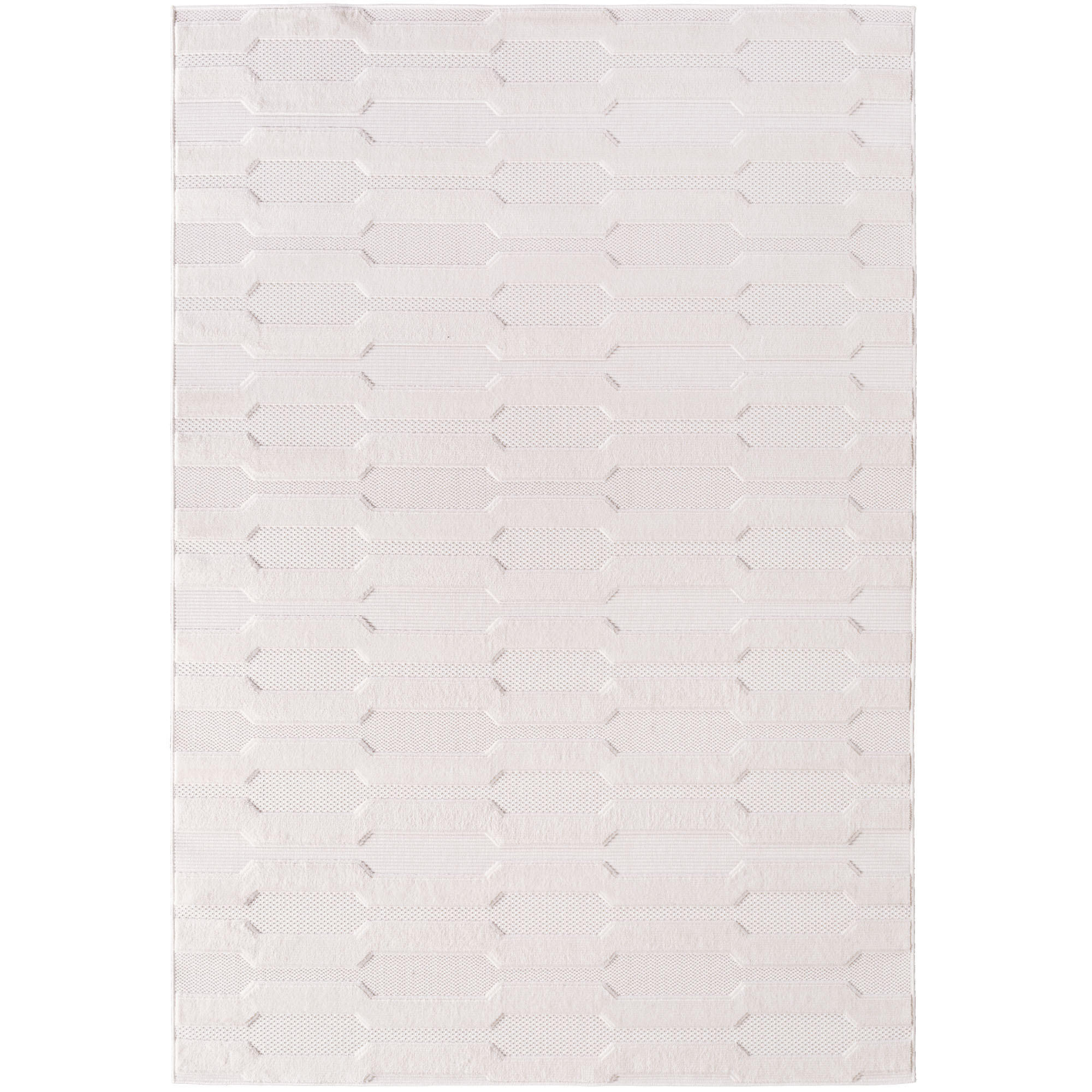 TEPPICH In-/Outdoor Kurzflor 3D-Struktur Polypropylen Balkon Creme Rechteckig 140x200 - Creme, Textil (140/200cm) - KADIMA DESIGN