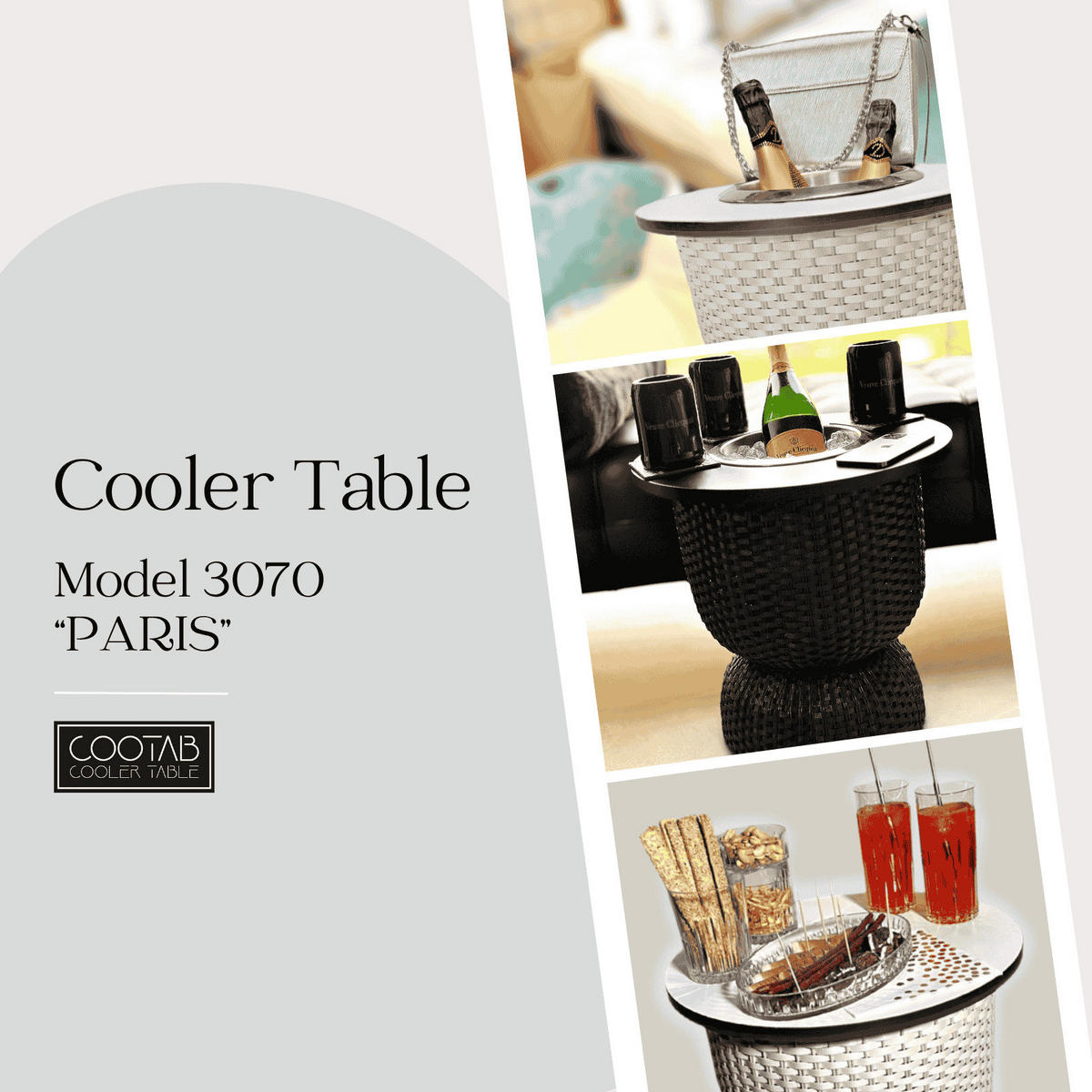 BEISTELLTISCH MIT EDELSTAHL-KÜHLER Paris Champagner 43 cm - Champagner, Kunststoff (41/41/43cm) - COOTAB Cooler Table