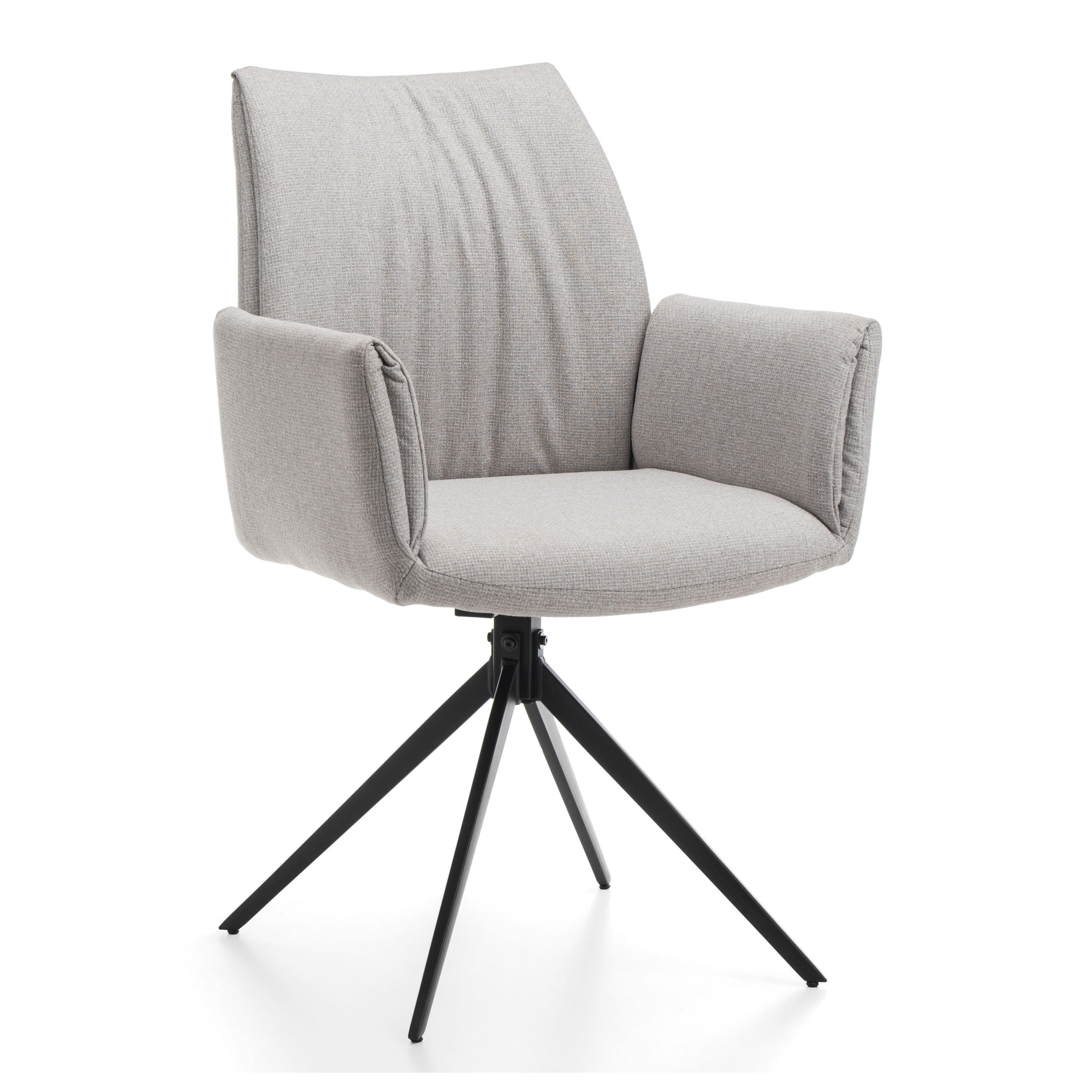 STUHL PRATO gepolstert mit Steppung - grau - Chenille - Schwarz/Grau, Textil/Metall (60/89/63cm) - NEW HOME