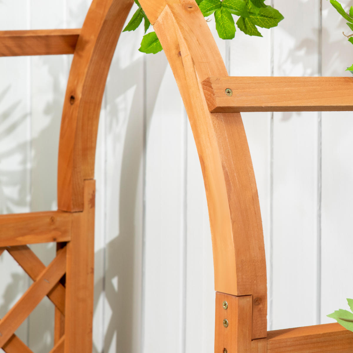 HOCHBEET DE-12124 mit Rankgitter 83/36/152 cm mit Lattenboden Natur - Braun, Holz (83/152/36cm) - ComfortXL