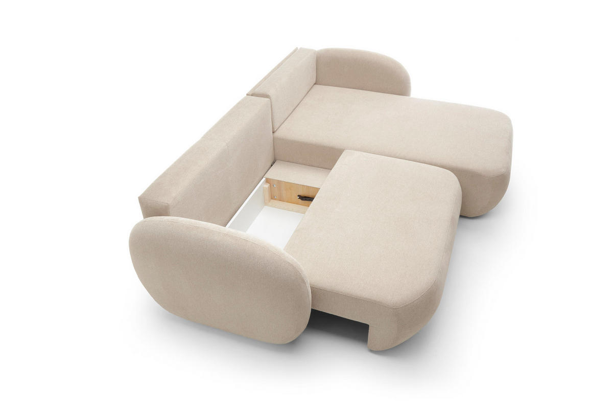 ECKSOFA OLIO L-Form Schlaffunktion mit Bettkasten, lose Rückenkissen, freistehend, RECHTS 248x174 cm Beige - Beige, Holz/Textil (248/174cm) - DomoHome