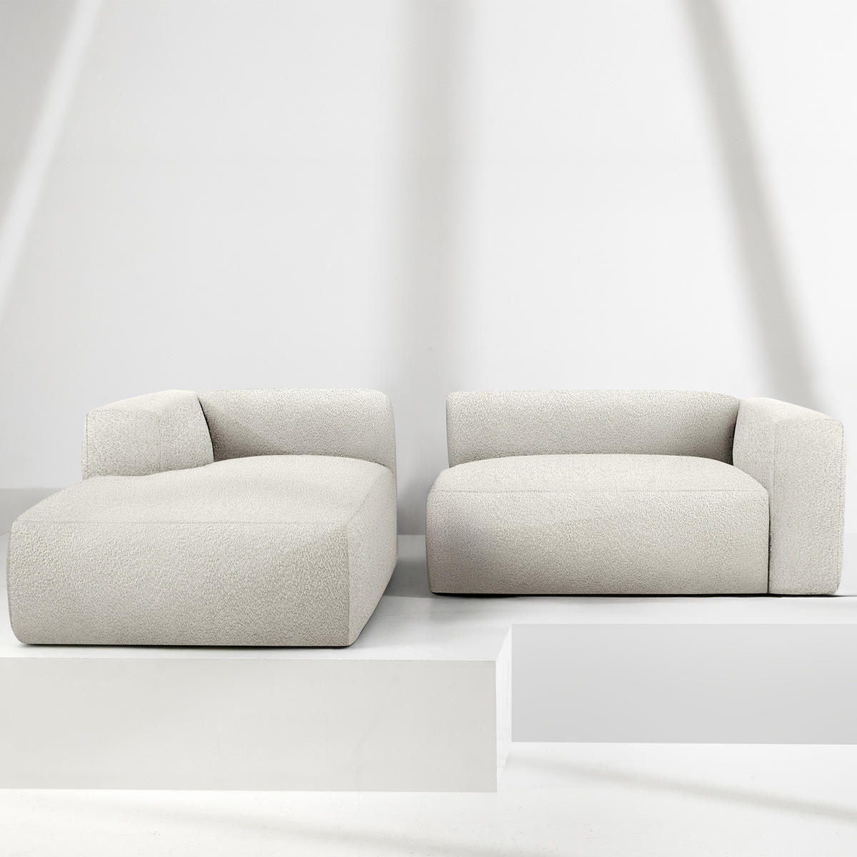 ECKSOFA LINKS BUFFO, Weiß - Weiß, Holz/Holzwerkstoff (225/176cm) - KONSIMO®