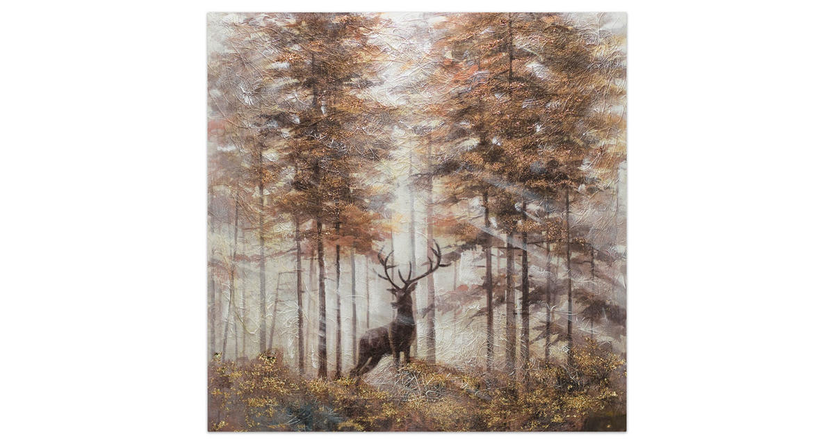 ACRYLBILD HANDGEMALT 80/80 cm - Beige/Braun, Holz/Textil (80/80cm) - KUNSTLOFT
