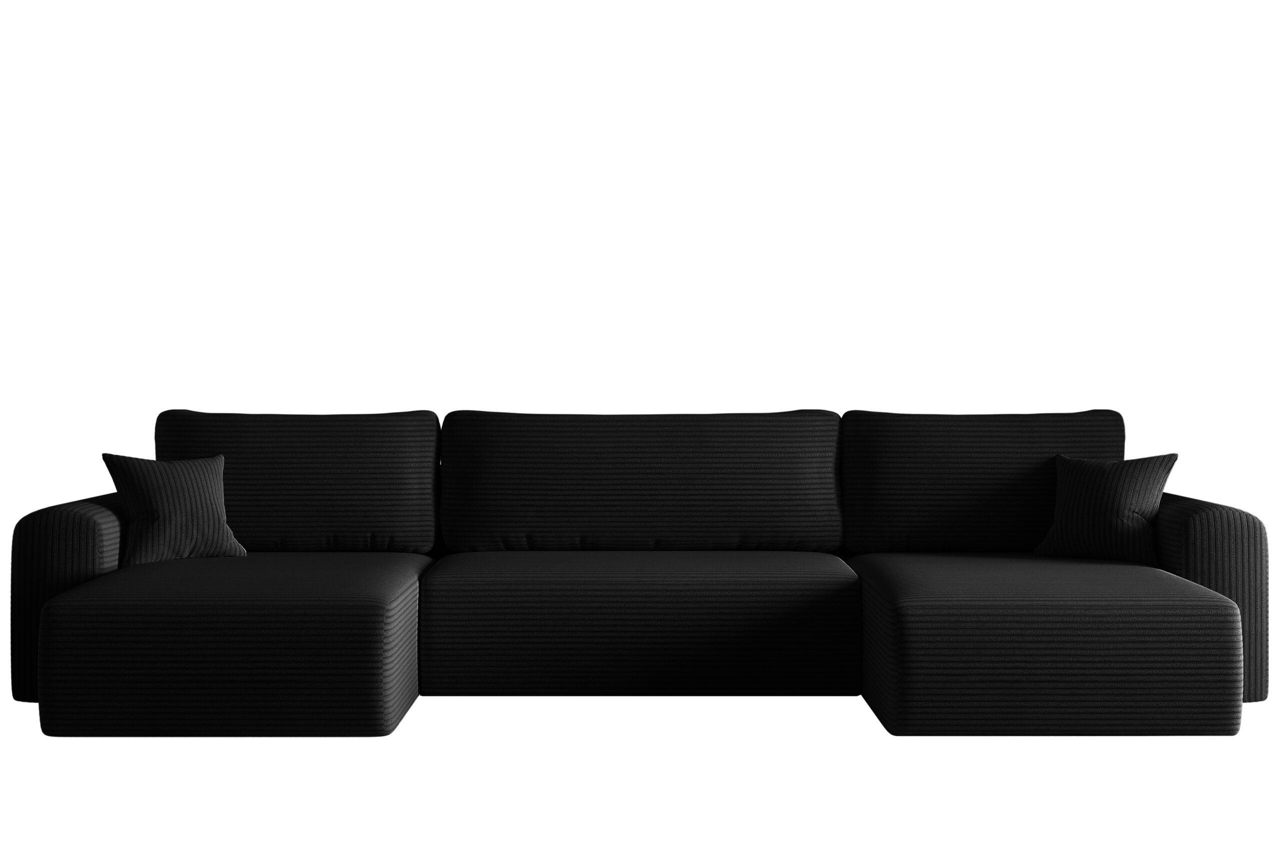 ECKSOFA Mit Schlaffunktion Und Bettkasten U-form CAPRI Poso Schwarz - Schwarz, Holz/Textil (145/362cm) - Kaiser Möbel