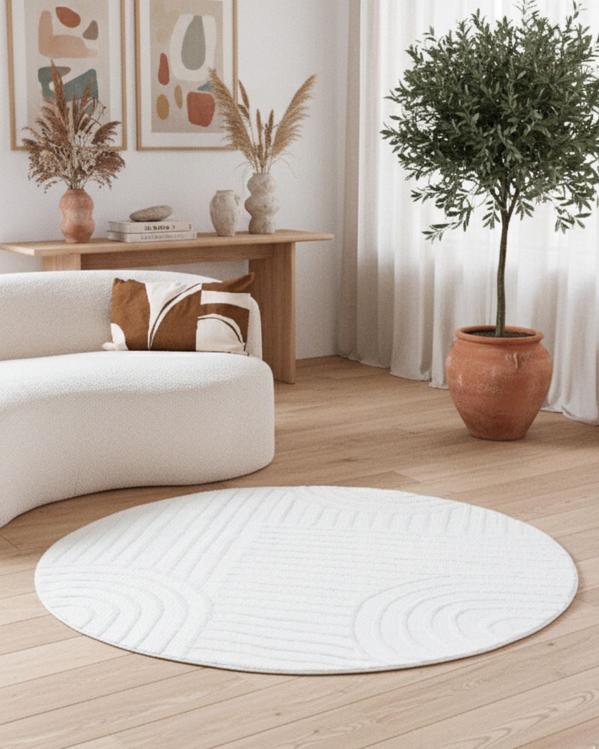TEPPICH HYGGE Creme, rund 200/200 cm - Creme, Textil (200/200cm) - Tapiso