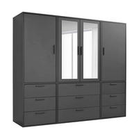 KLEIDERSCHRANK mit Spiegel Der Grenzenlose - Anthrazit, Holzwerkstoff (210/187/58cm) - Mokebo