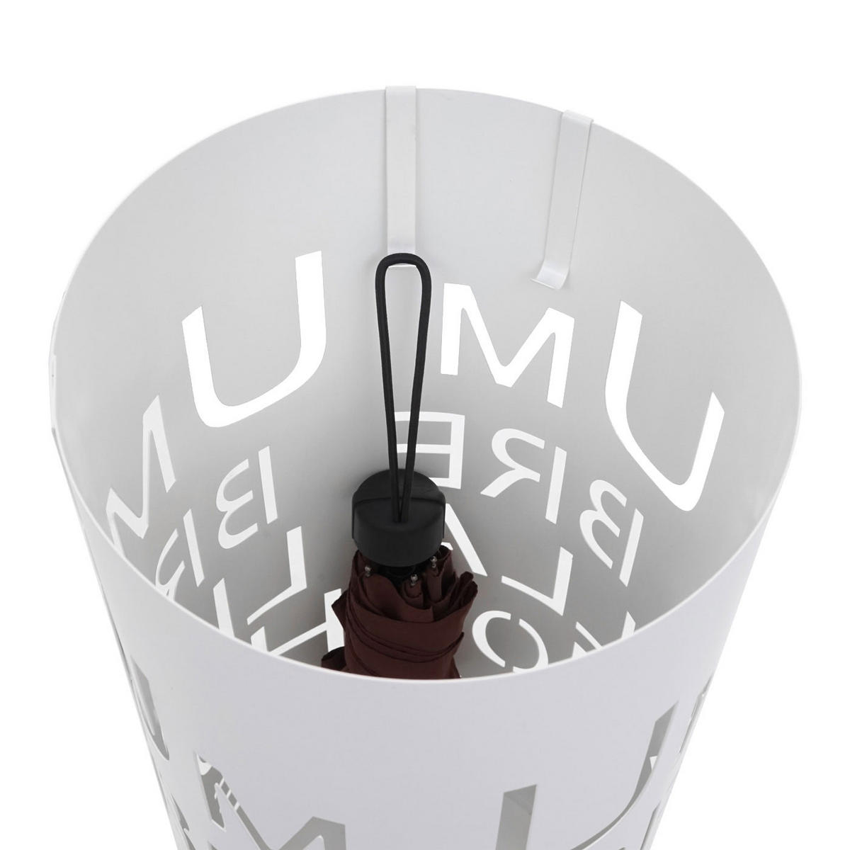 SCHIRMSTÄNDER SCHRIFT WEIß Weiß - Weiß, Metall (22/55/22cm) - MCW