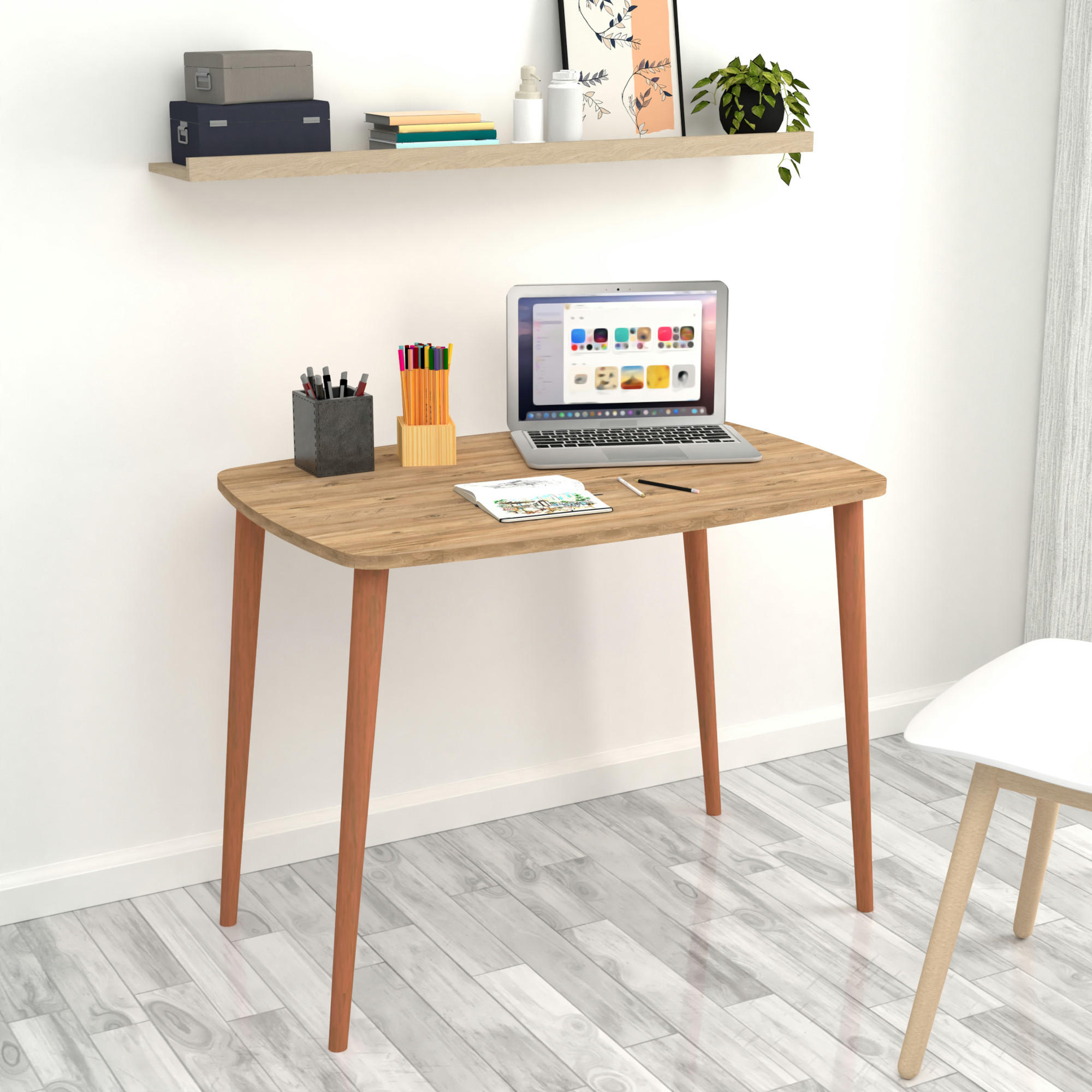 SCHREIBTISCH Kongsberg - Eichefarben/Naturfarben, Holz/Holzwerkstoff (60/90/70cm) - [en.casa]
