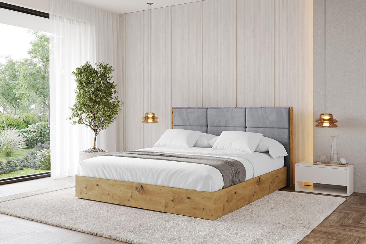 POLSTERBETT mit Bettkasten und Lattenrost, Bett mit Matratze H3/H4 - ENZO1 180x200 Grau - Grau, Holzwerkstoff/Textil (180/200cm) - ALTDECOR