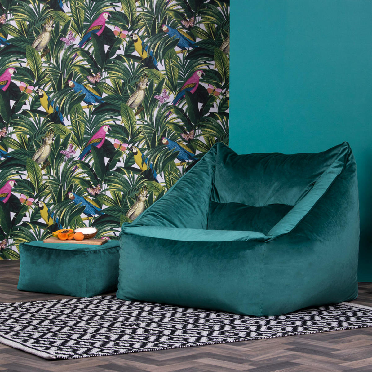 SITZSACK Sessel mit Sitzpouf - Grün, Kunststoff (100/80/88cm) - icon