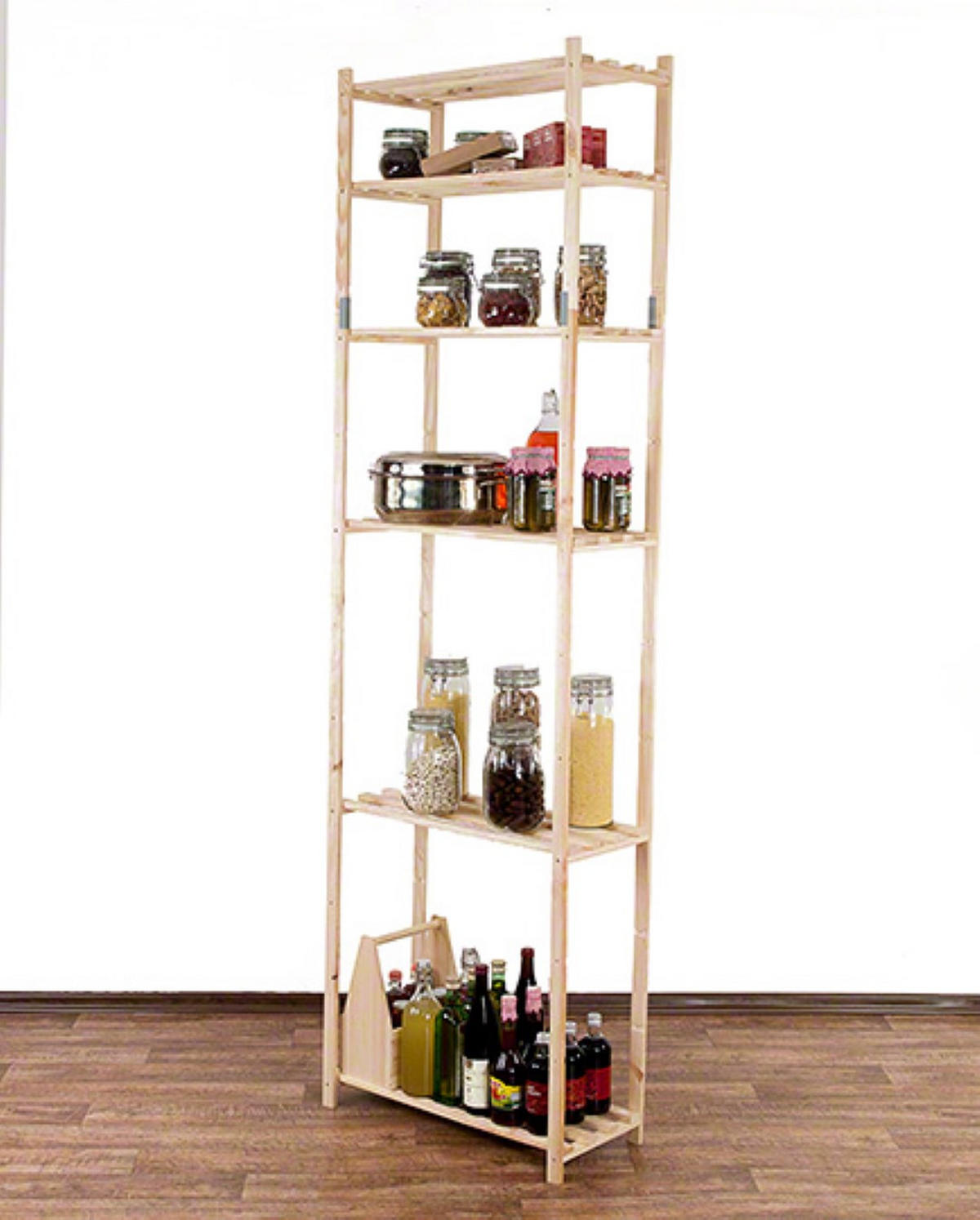 HOLZREGAL TIMBERCRAFT 220x65x28,5cm 6 Fachboden 1,4cm dickes Kiefernholz Natur - Naturfarben, Holz (65/220/28.5cm) - PROREGAL