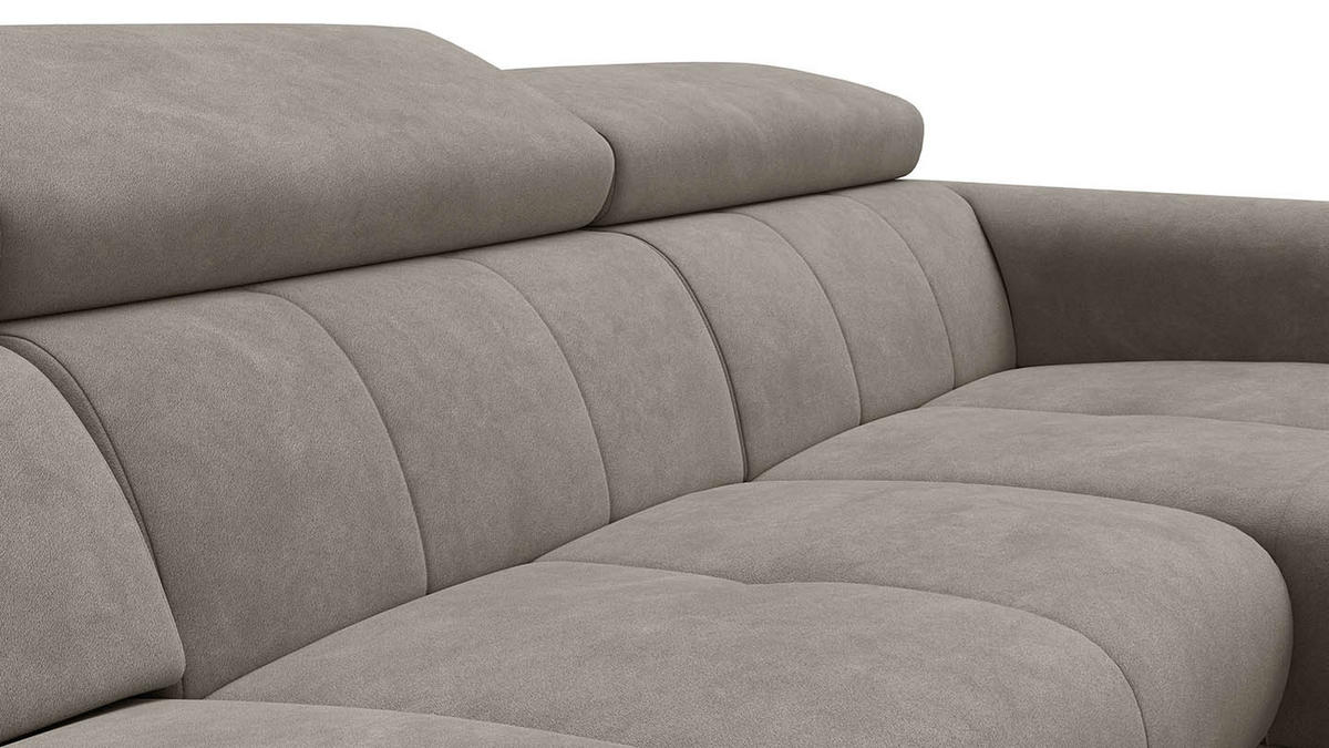 ECKSOFA RODEN 4-Sitzer mit Relax, beige, Veloursstoff - Beige, Holz/Textil (268/92cm) - Wozimo