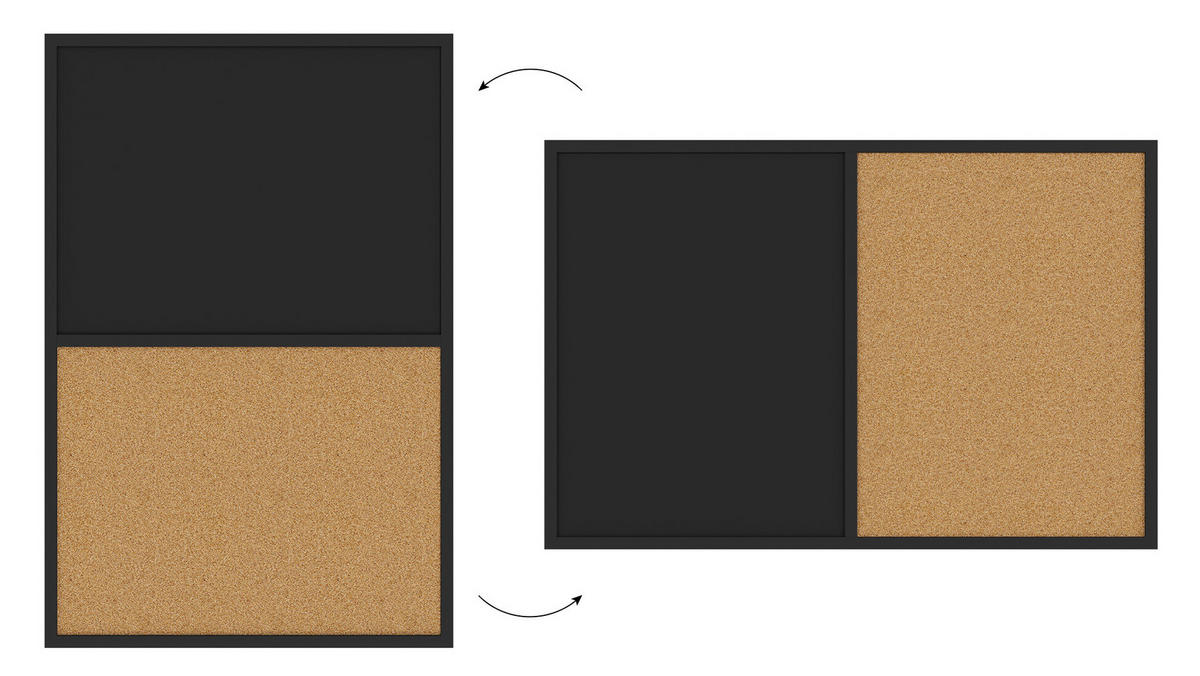 KOMBITAFEL Kork / schwarz magnetisch 90x60 Holzrahmen schwarz lackiert - Schwarz/Braun, Holz (90/60/1.5cm) - ALLboards