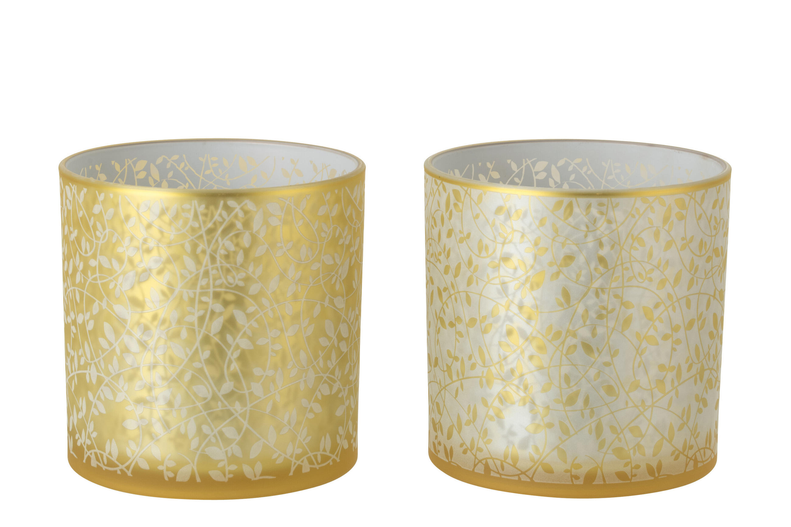 WINDLICHT BLÄTTCHEN Gold - Weiß, Glas (15/15cm) - J-Line