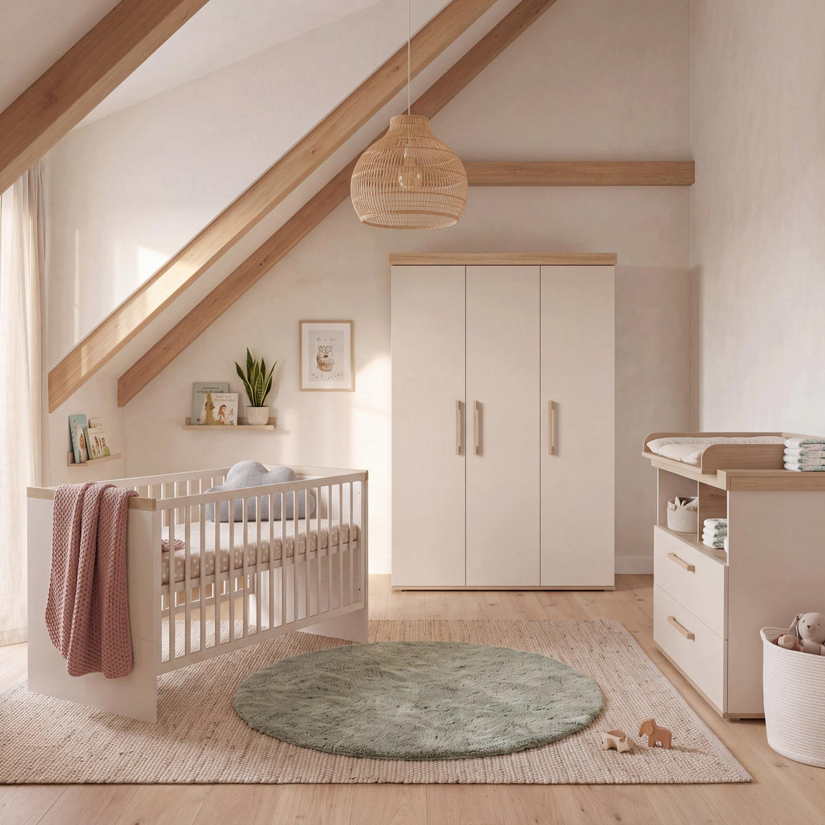 BABYBETT Jimmy Cashmere 70 x 140 cm - Kaschmir/Eichefarben, Holz/Holzwerkstoff (70/140cm) - Roba