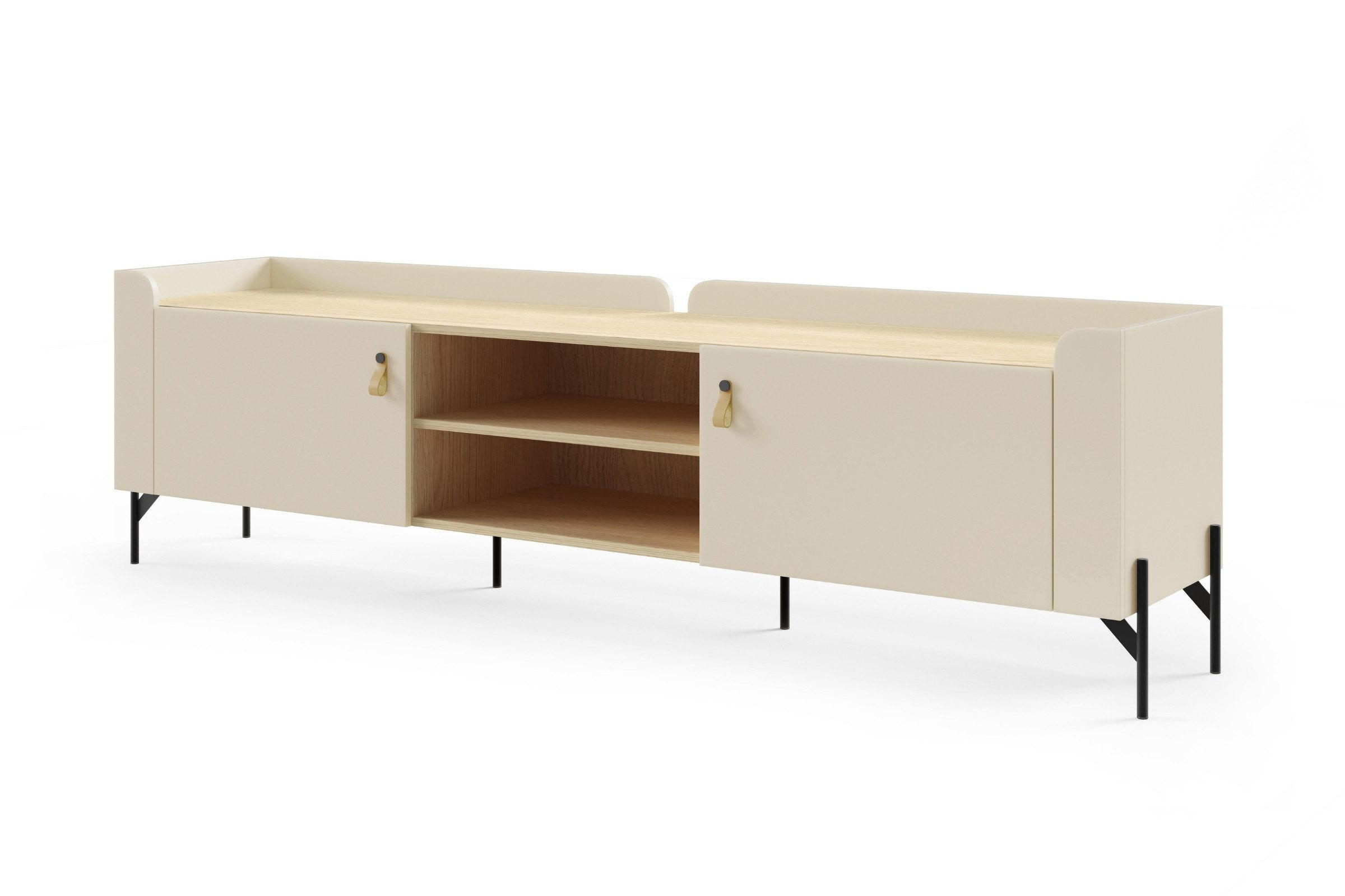 TV-LOWBOARD SOVI 08 195 / 55 / 42 cm in Macadamia / Eiche Mavelie - Eichefarben/Beige, Holzwerkstoff (195/55/42cm) - Deine Möbel 24