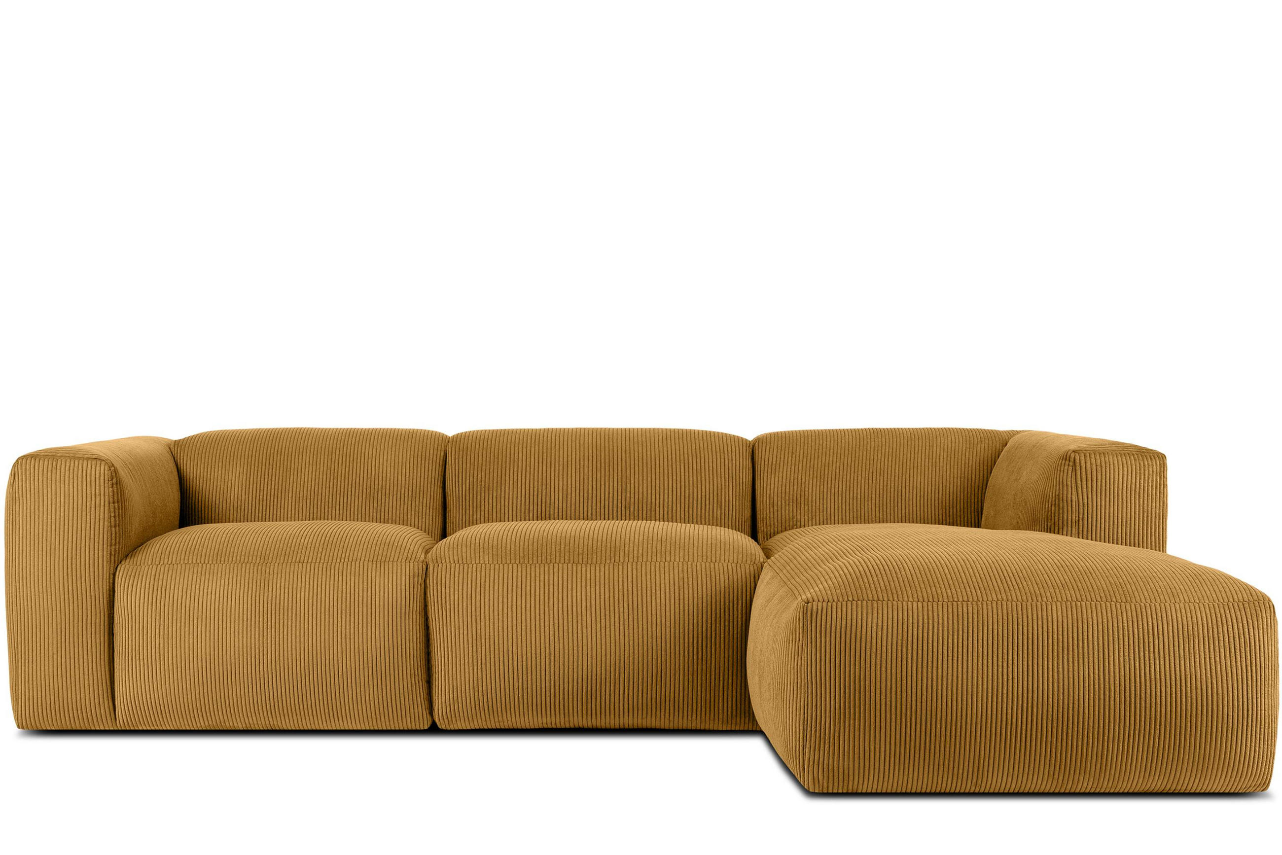 ECKMODULSOFA-RECHTS BUFFO mit extrem weicher und bequemer Sitzfläche, Kordstoff, gelb - Gelb, Textil (297/180cm) - KONSIMO®