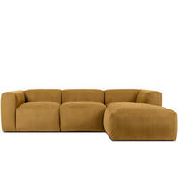 ECKMODULSOFA-RECHTS BUFFO mit extrem weicher und bequemer Sitzfläche, Kordstoff, gelb - Gelb, Textil (297/180cm) - KONSIMO®