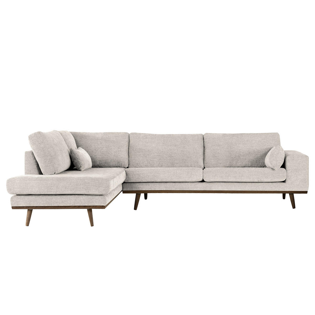 ECKSOFA mit Ottomane - Eichefarben/Grau, Eichenholz/Textil (287/219cm) - home24
