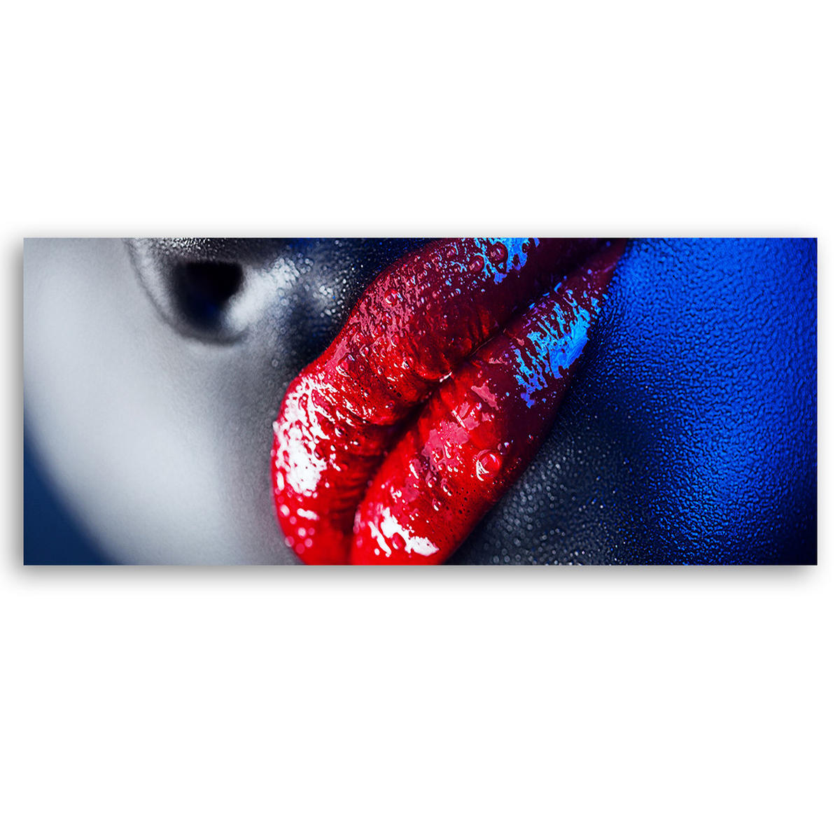 WANDBILD roter lippenstift - Multicolor, Textil (90/30cm) - Feeby