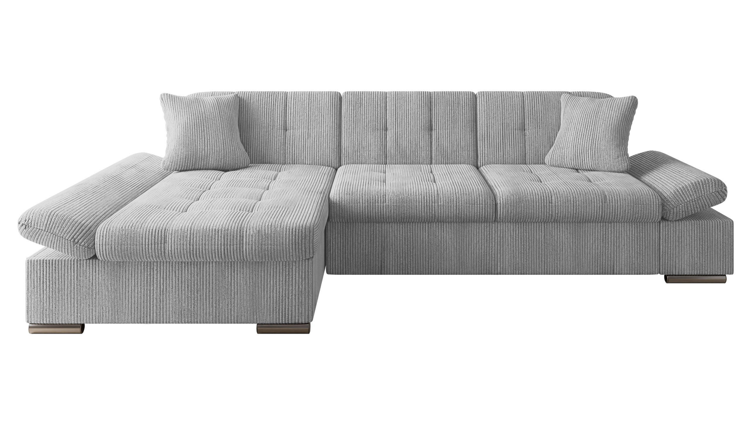 ECKSOFA Malwi Cord, Seite: Links - Hellgrau, Holz/Textil (278/161cm) - MIRJAN24