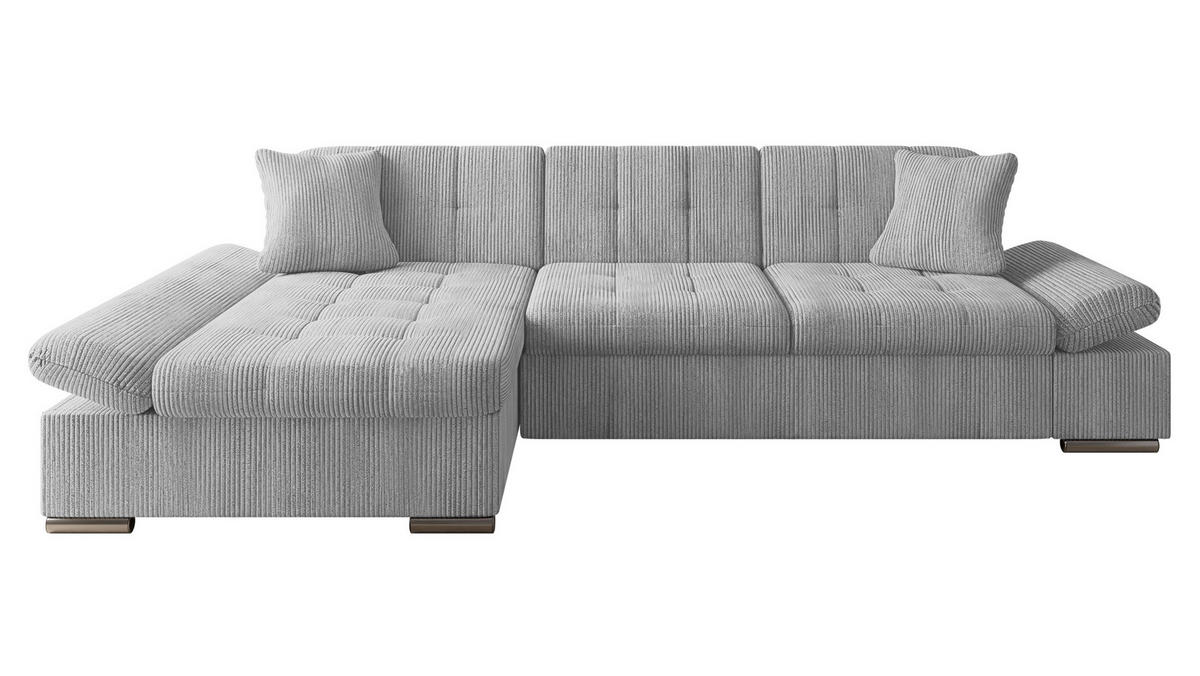 ECKSOFA Malwi Cord, Seite: Links - Hellgrau, Holz/Textil (278/161cm) - MIRJAN24
