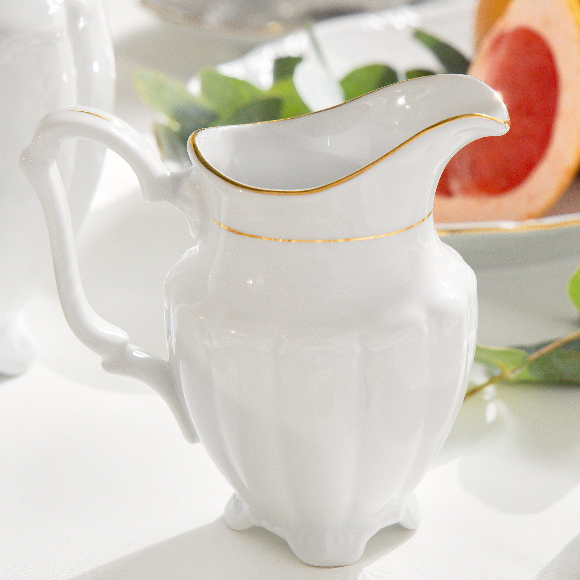 MILCHKÄNNCHEN Chodziez MARIA TERESA Porzellan mit Goldrand, Weiß / Gold - Goldfarben/Weiß, Keramik (0.3L) - KONSIMO®